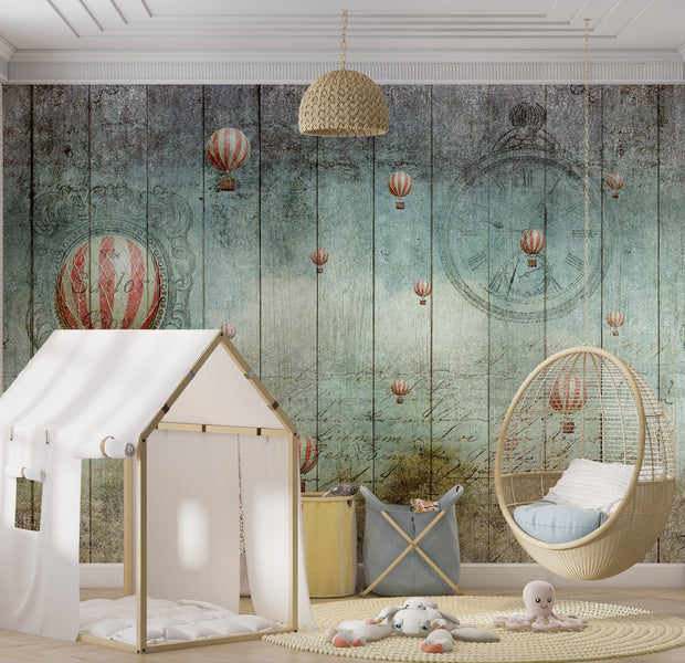 Vintage Wallpaper Wall Mural - Flying Adventure 39"Wx27"H / Regular