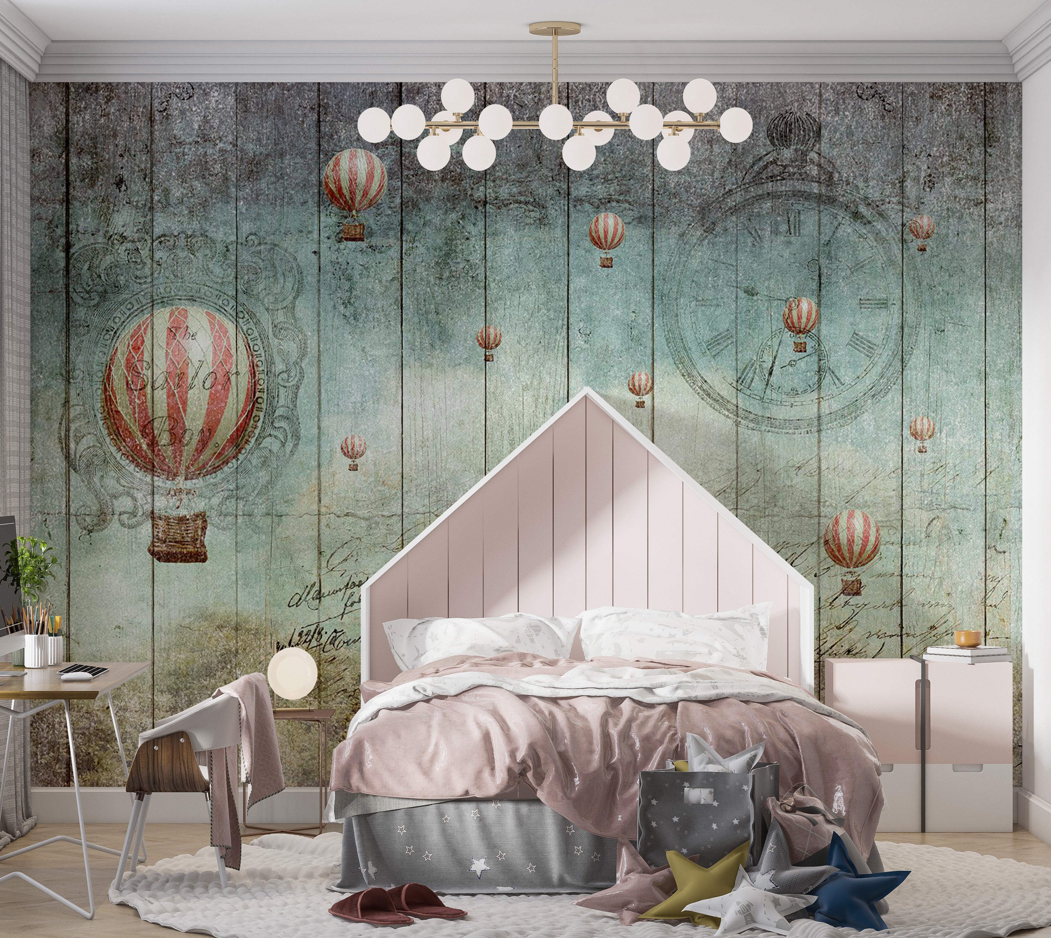 Vintage Wallpaper Wall Mural - Flying Adventure 39"Wx27"H / Regular