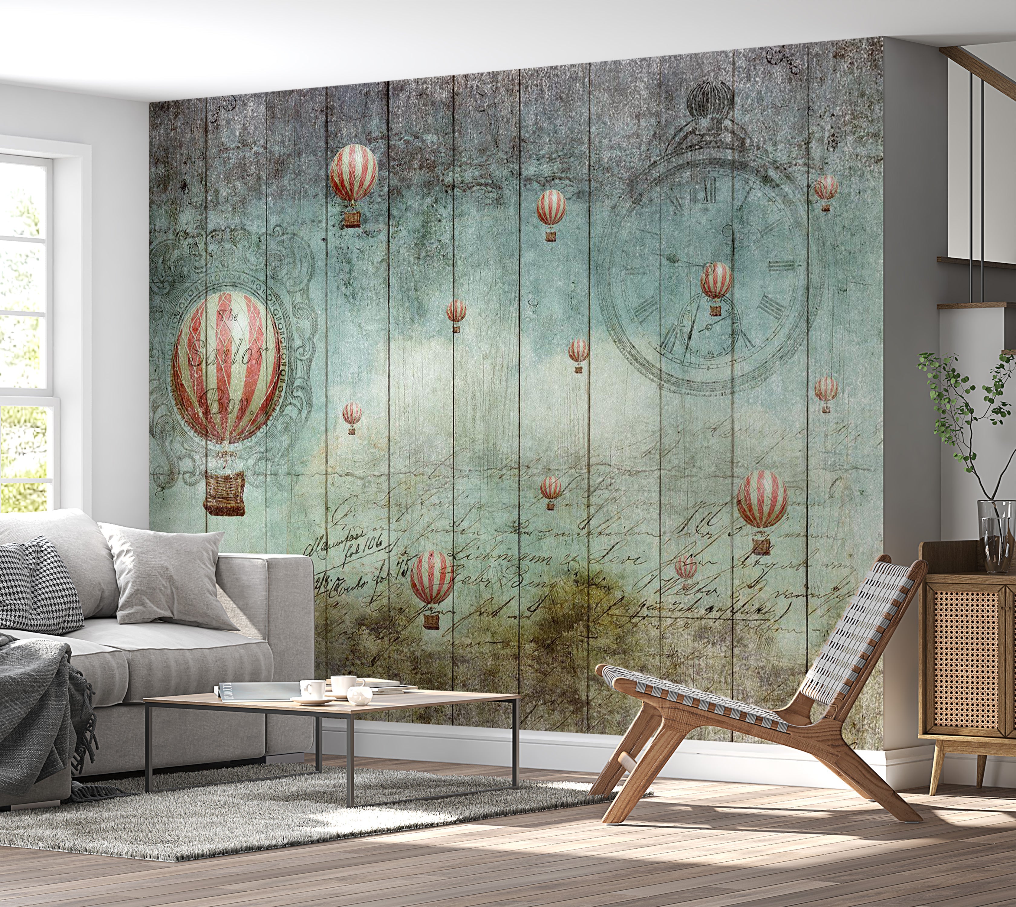 Vintage Wallpaper Wall Mural - Flying Adventure 39"Wx27"H / Regular