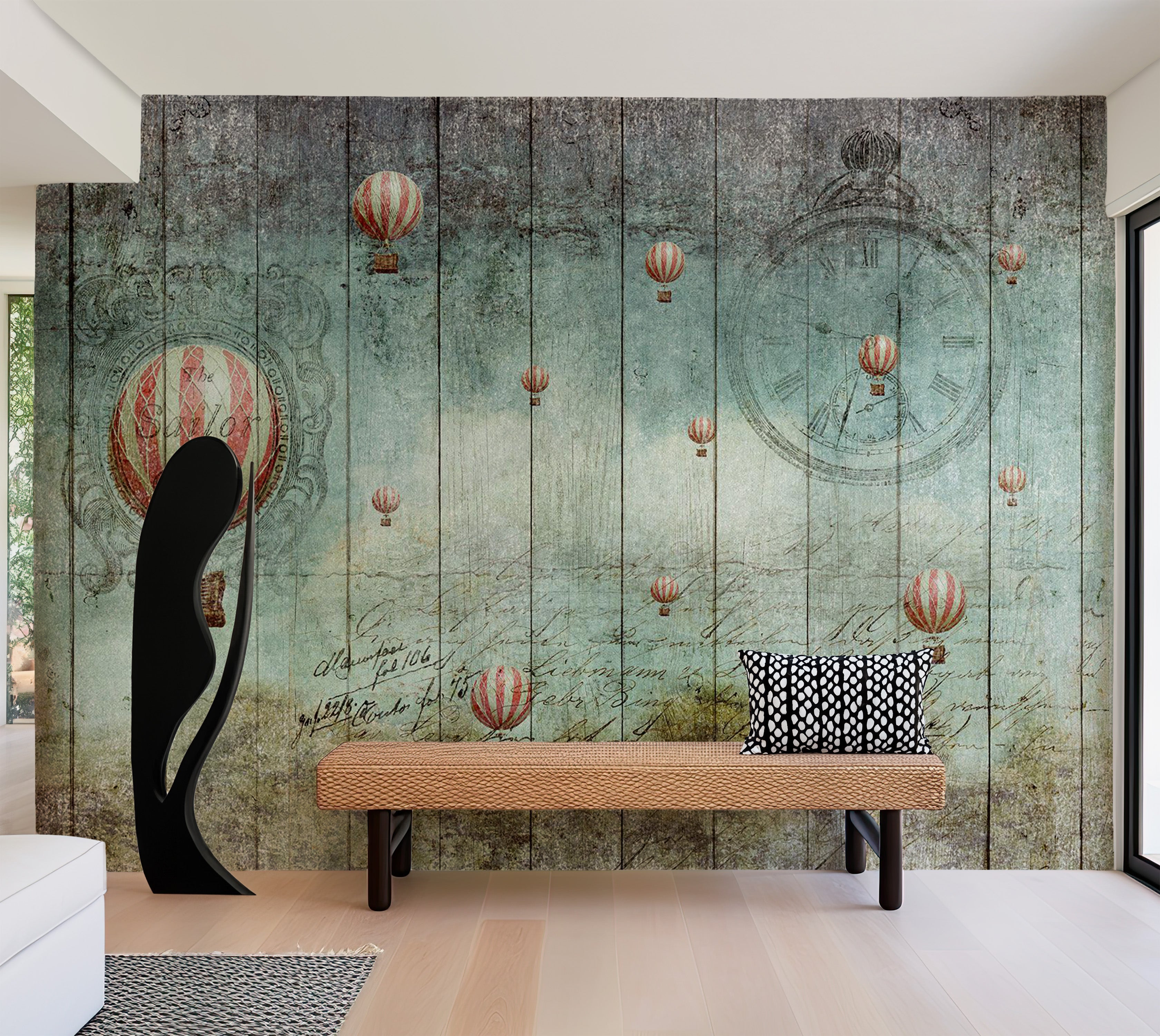 Vintage Wallpaper Wall Mural - Flying Adventure 39"Wx27"H / Regular