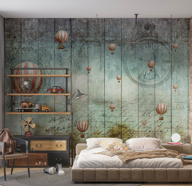 Vintage Wallpaper Wall Mural - Flying Adventure 39"Wx27"H / Regular