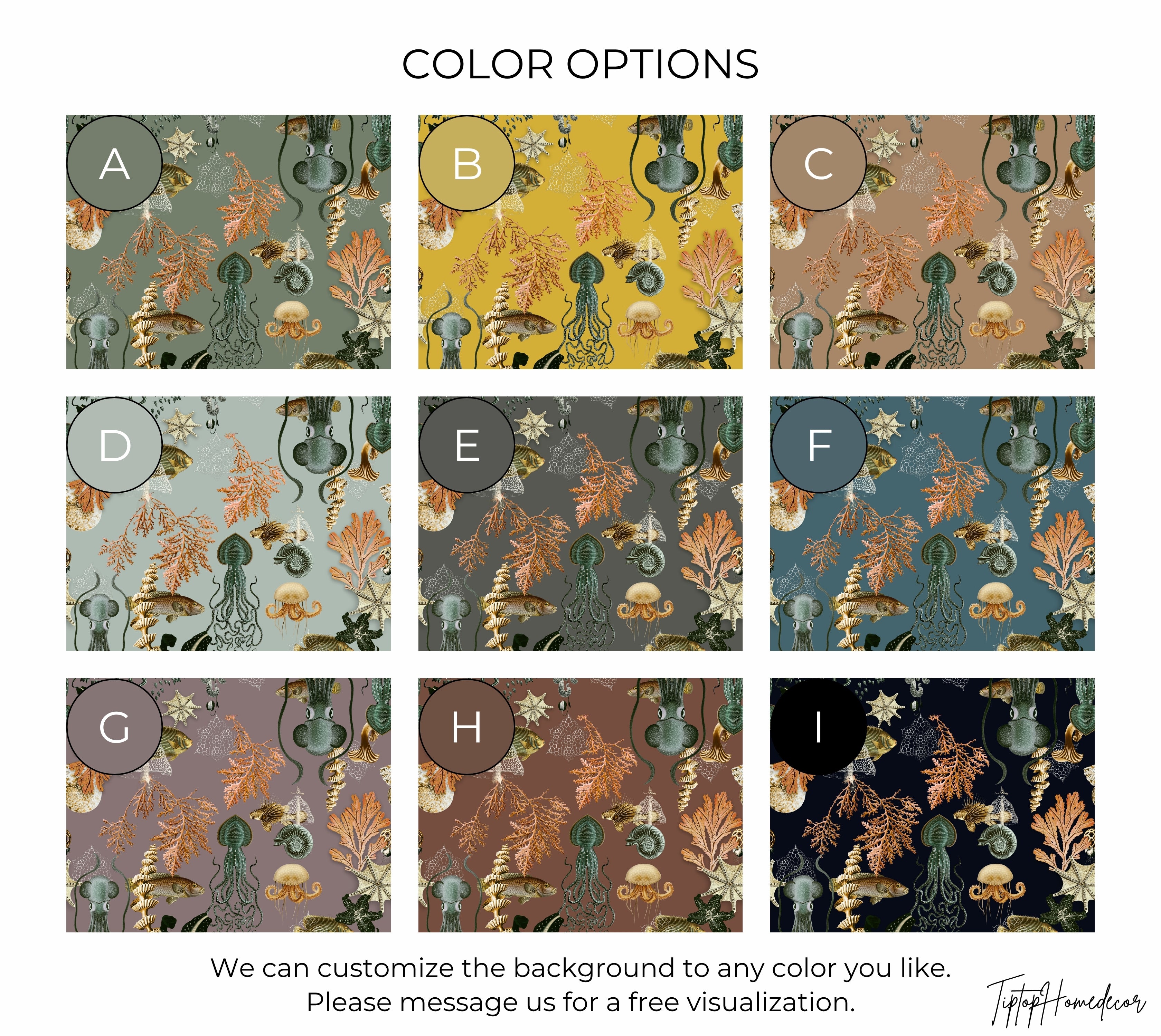Premium Repeating Pattern Wallpaper - Octopus Fish Coral Sealife