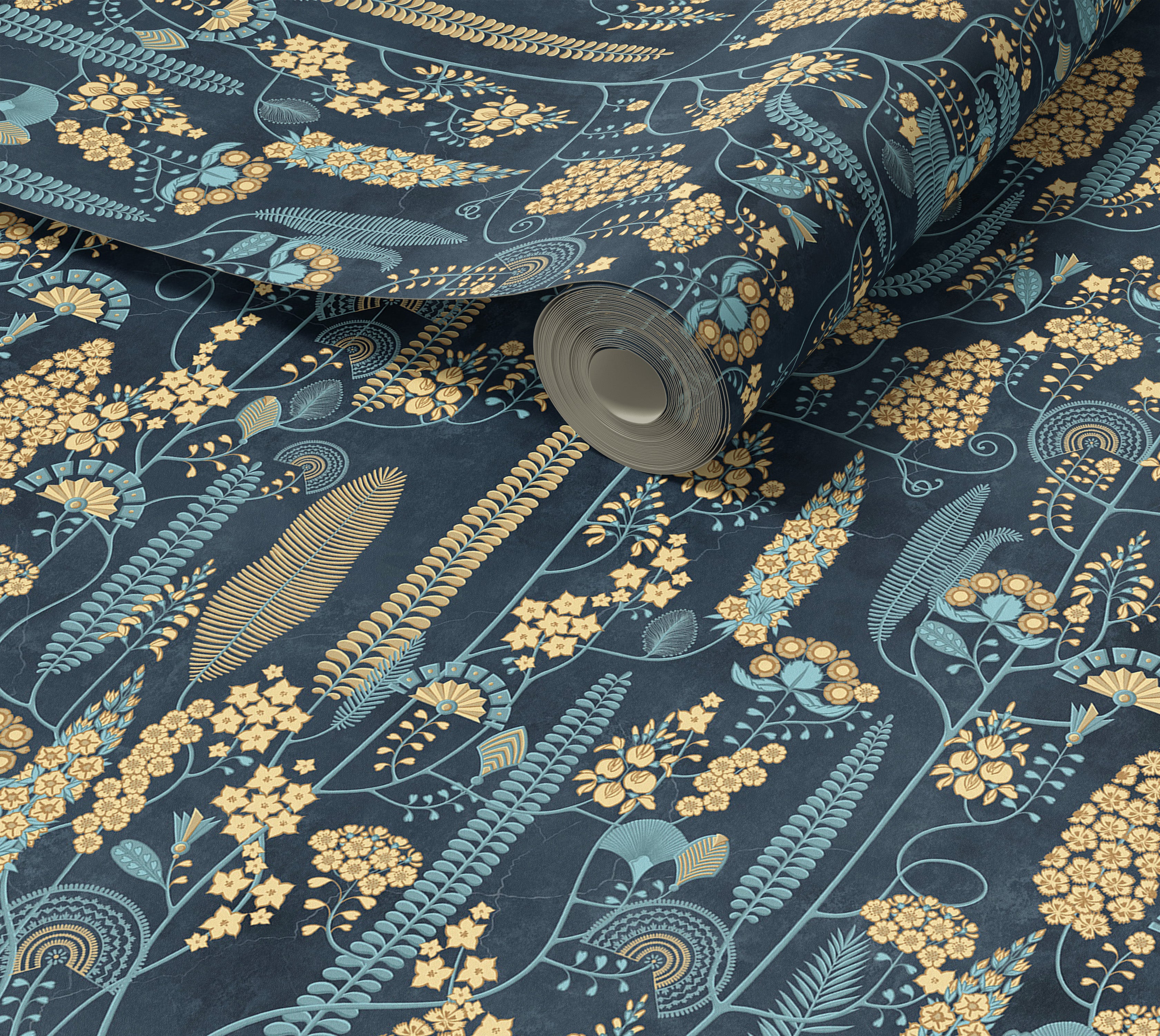 Premium Wallpaper Wall Mural - Midnight Botanical Pattern