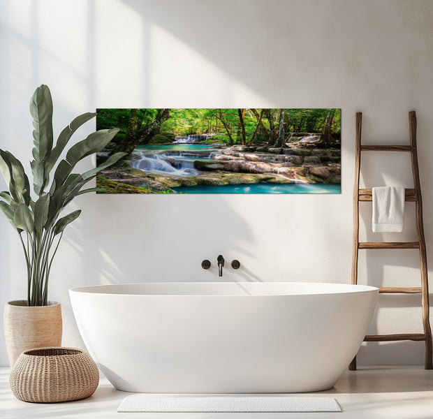 Stretched Canvas Landscape Art - Nature: Forest Waterfall