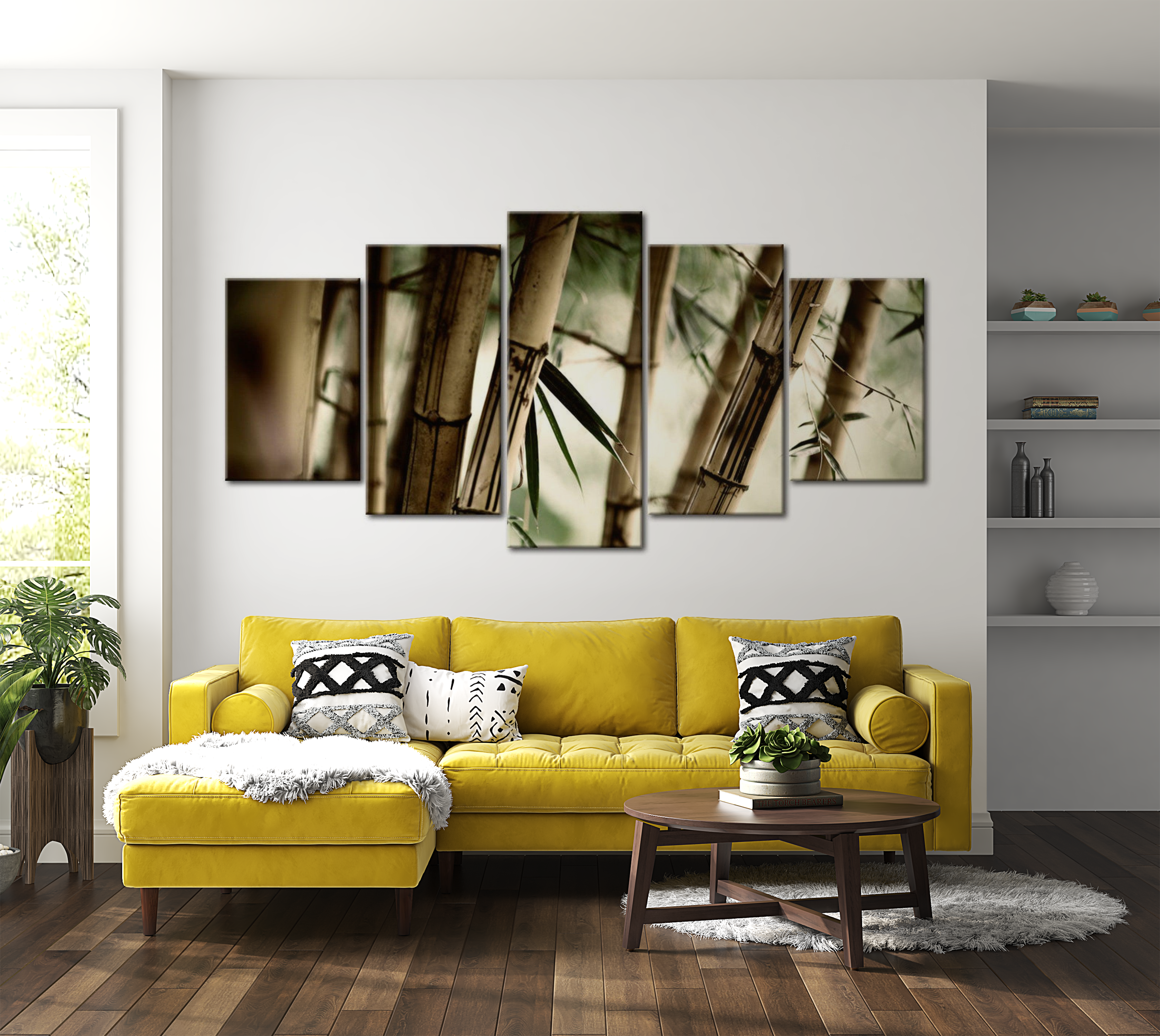 Stretched Canvas Zen Art - Asian Bamboo Forest 40"Wx20"H