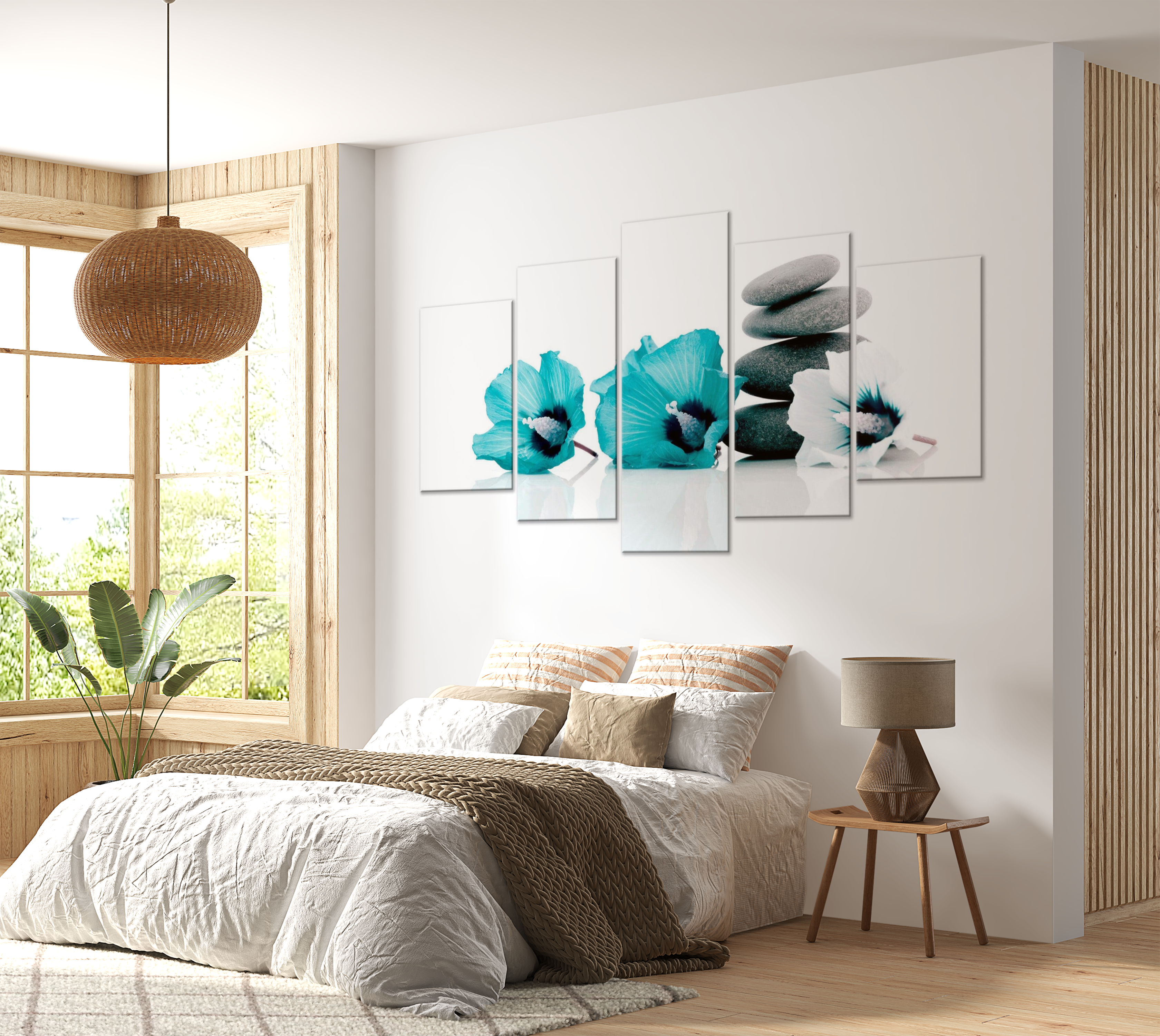 Wellness Canvas Wall Art - Calm Mallow Turquoise - 5 Pieces