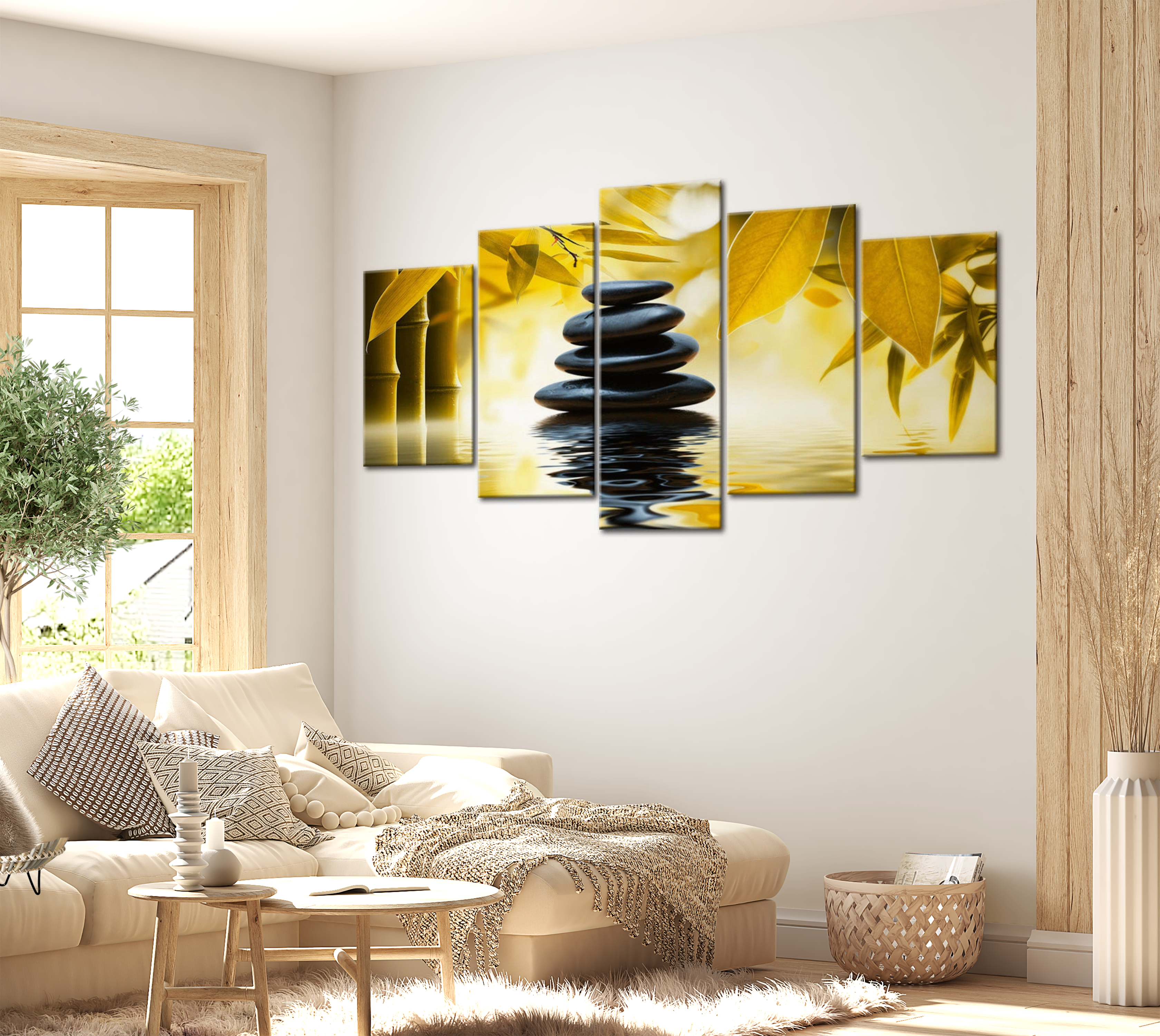 Stretched Canvas Zen Art - Safflower Relaxation 40"Wx20"H