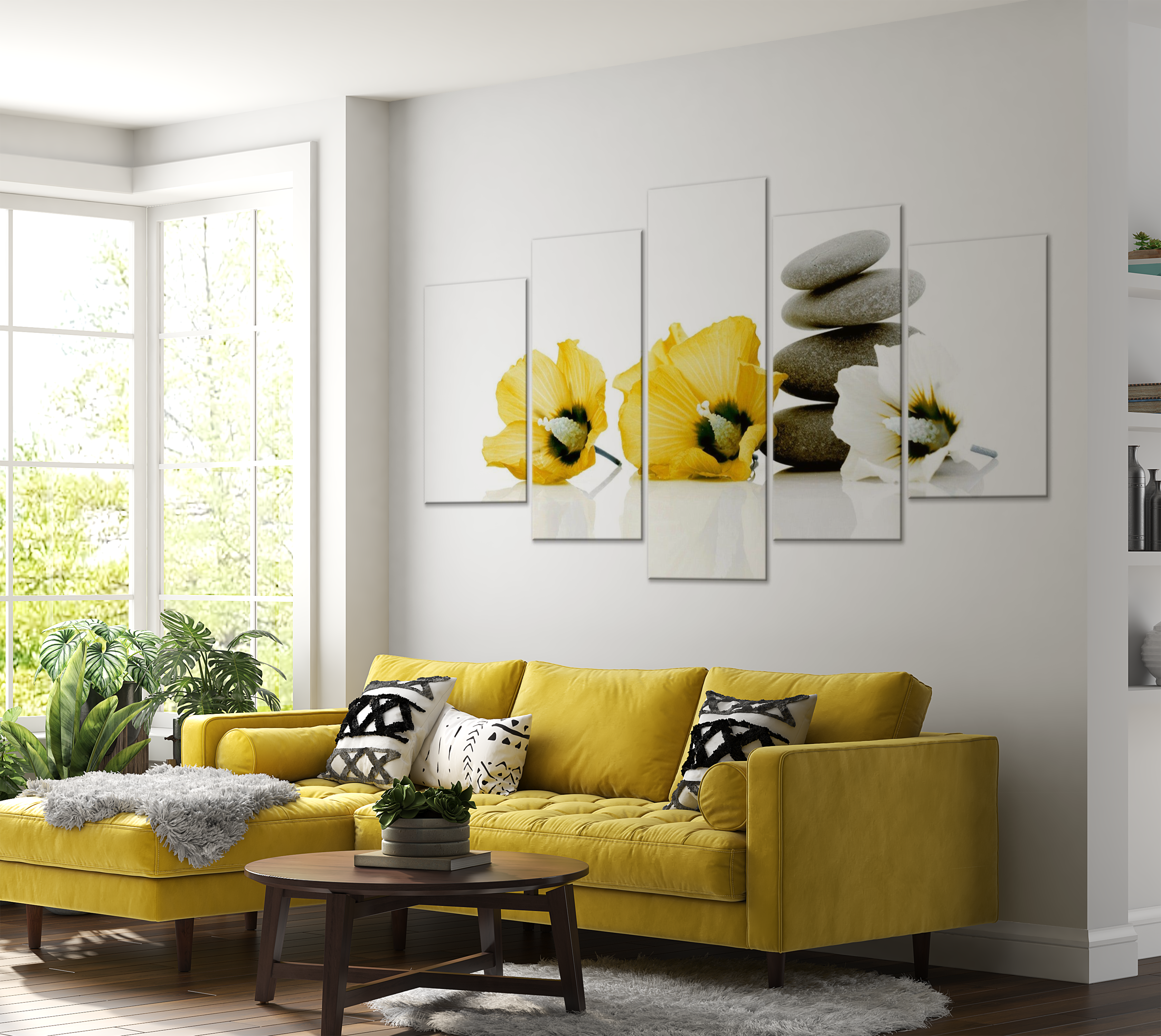 Wellness Canvas Wall Art - Yellow Harmony - 5 Pieces