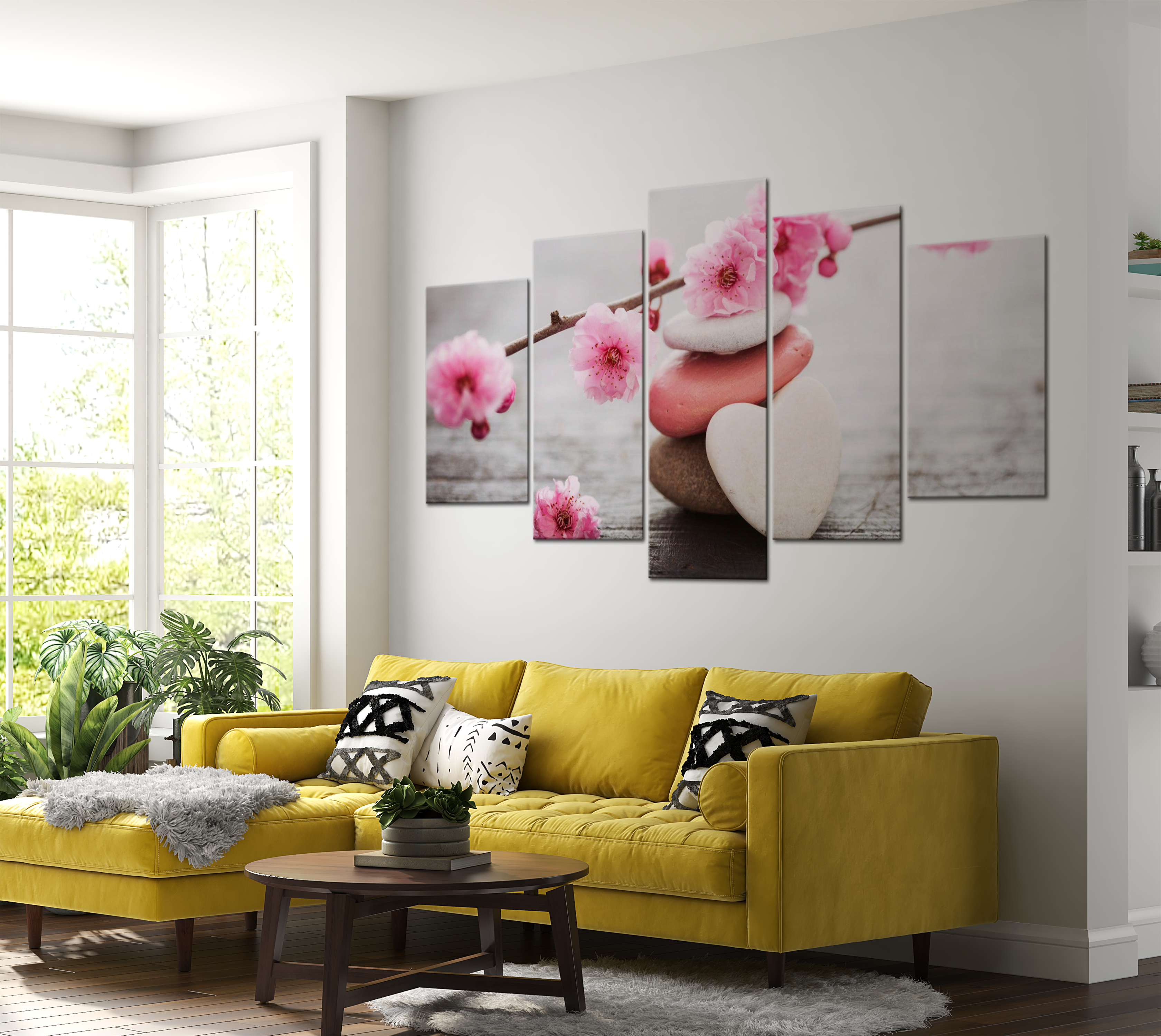 Wellness Canvas Wall Art - Zen Cherry Blossoms - 5 Pieces