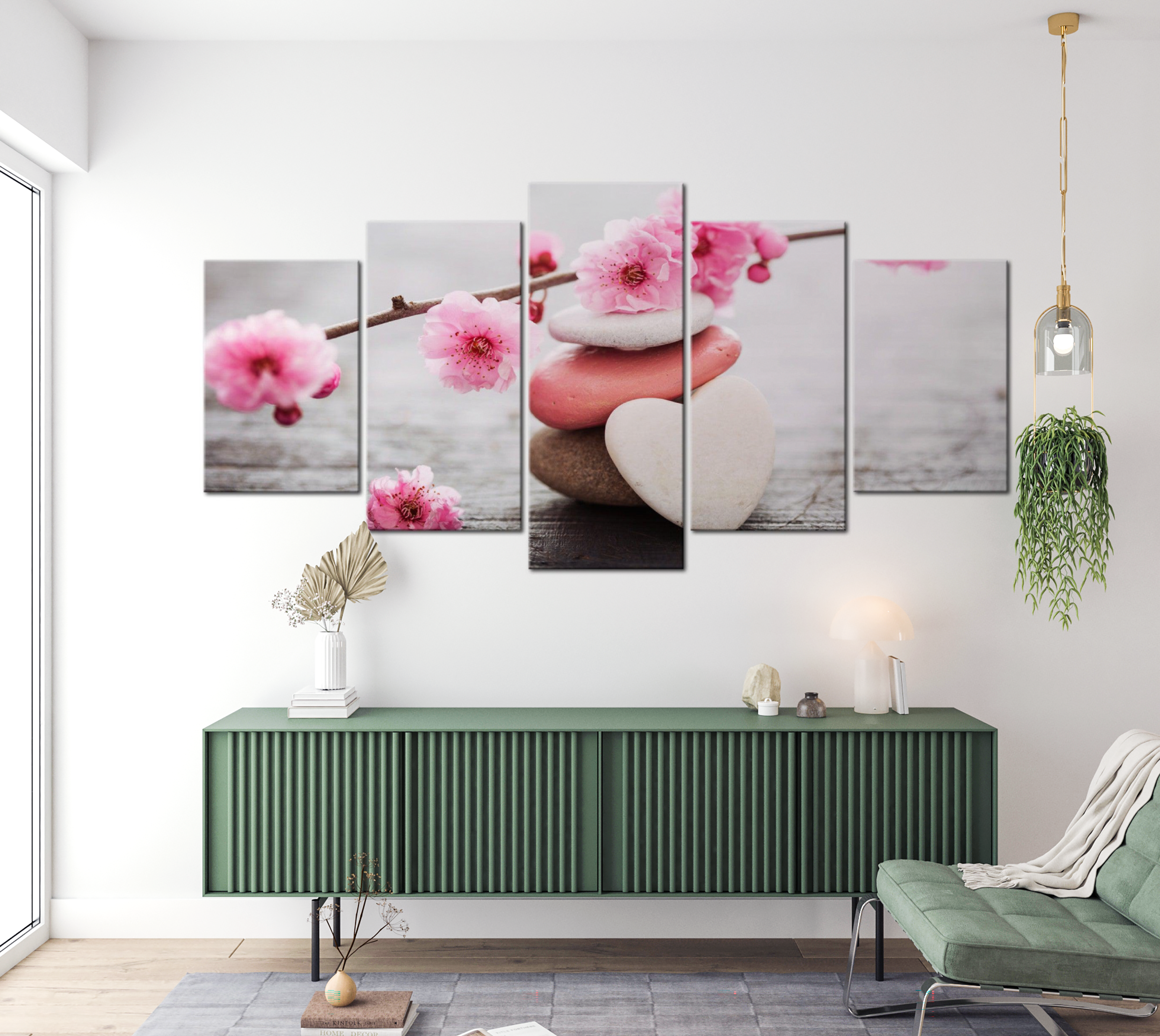 Stretched Canvas Zen Art - Zen Cherry Blossoms 40"Wx20"H