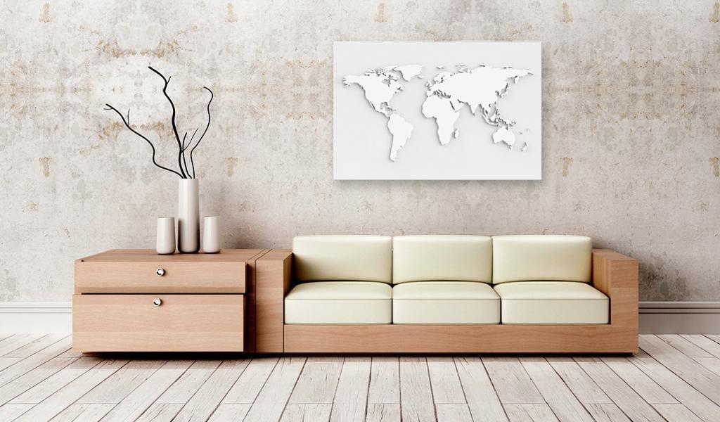 World Map Cork Pin Board - Abstract White World Map