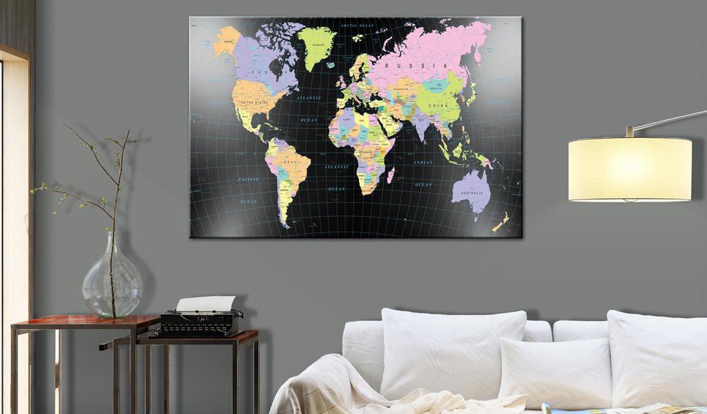 World Map Cork Pin Board - Modern World Map