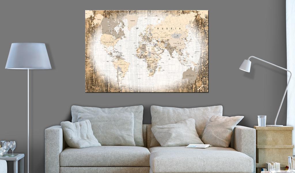 World Map Cork Pin Board - Neutral Old World Map