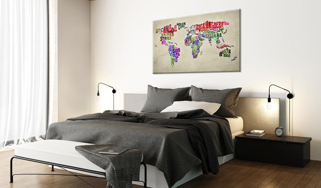 World Map Cork Pin Board - Planet Earth In Words
