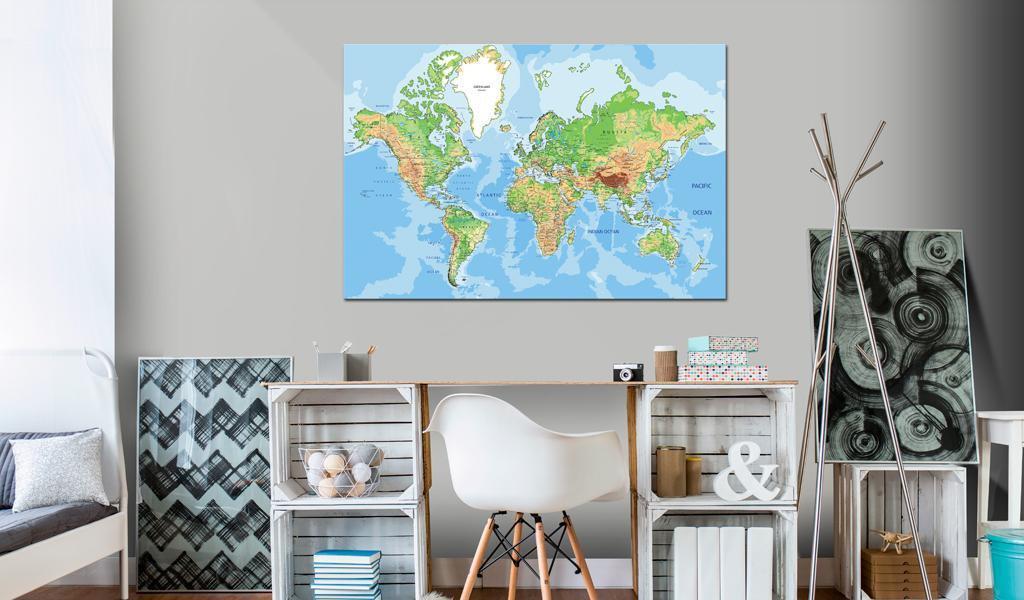 World Map Cork Pin Board - World Geography