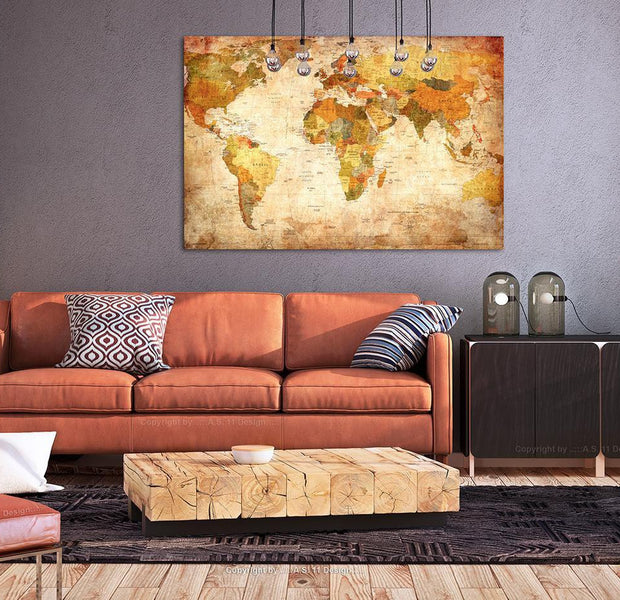 World Map Cork Pin Board - World Map On Old Paper