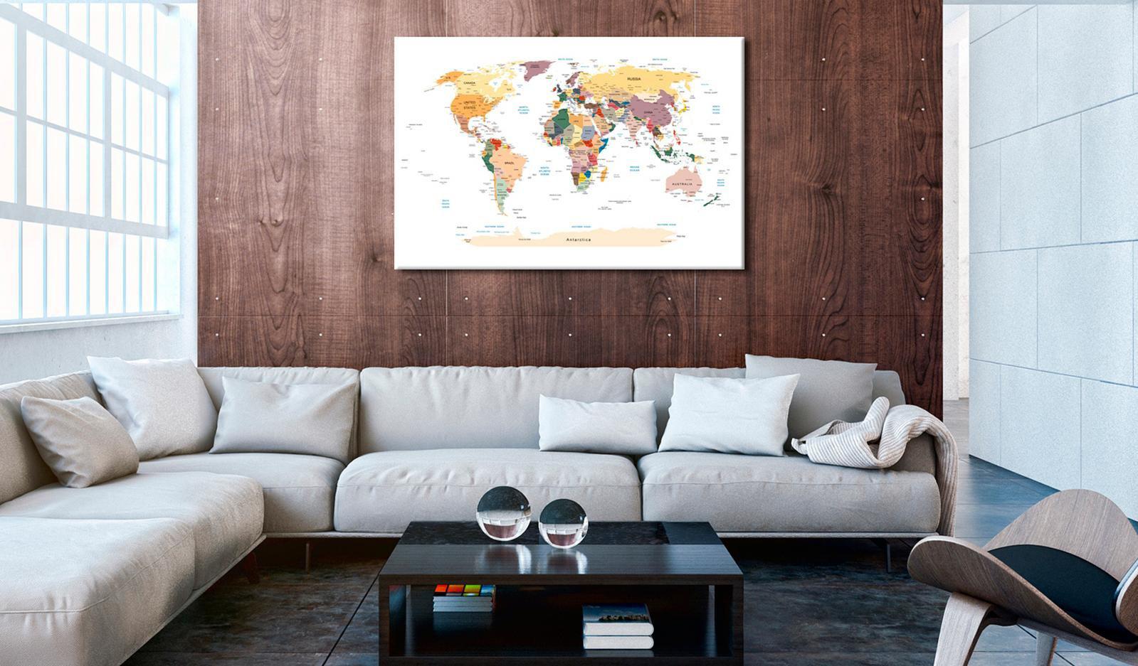 World Map Cork Pin Board - World Map On White Background