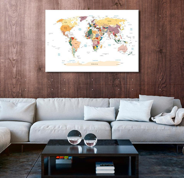 World Map Cork Pin Board - World Map On White Background