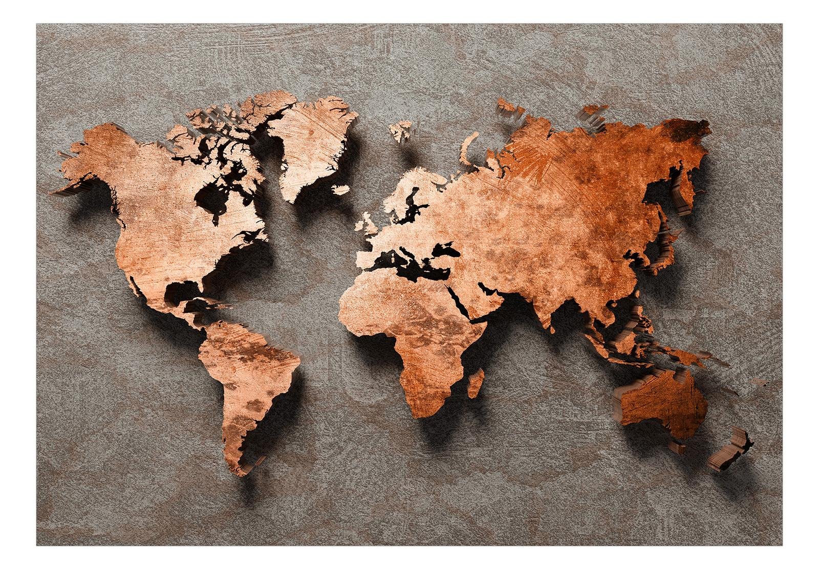 World Map Wall Mural - Copper Map-Tiptophomedecor