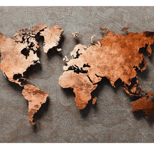 World Map Wall Mural - Copper Map-Tiptophomedecor