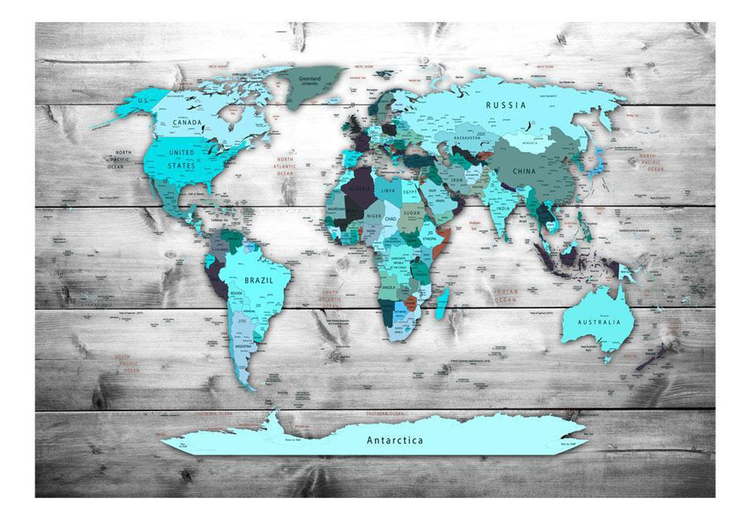 Wall mural - World Map: Blue Continents-TipTopHomeDecor