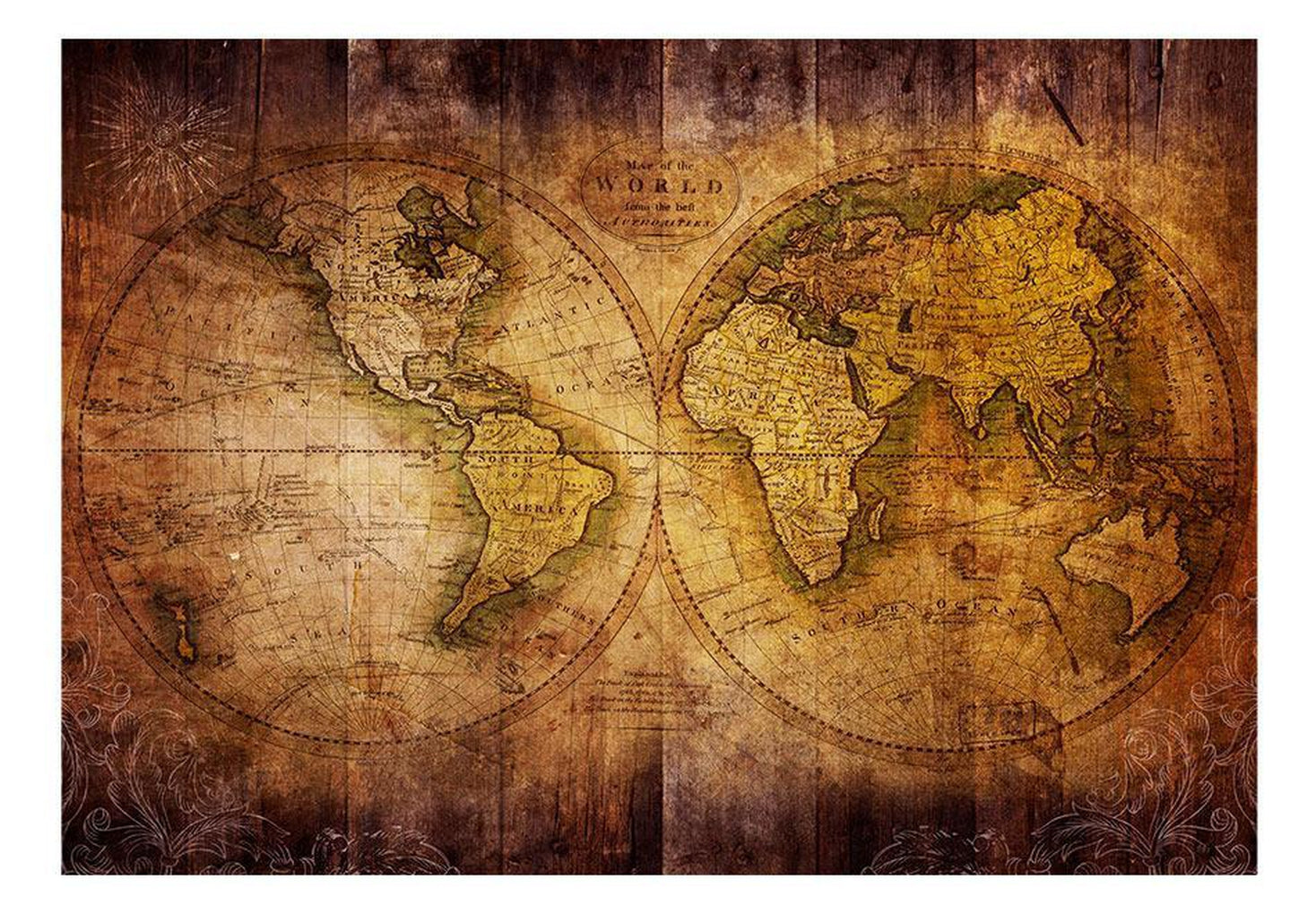 Wall mural - World on old map-TipTopHomeDecor