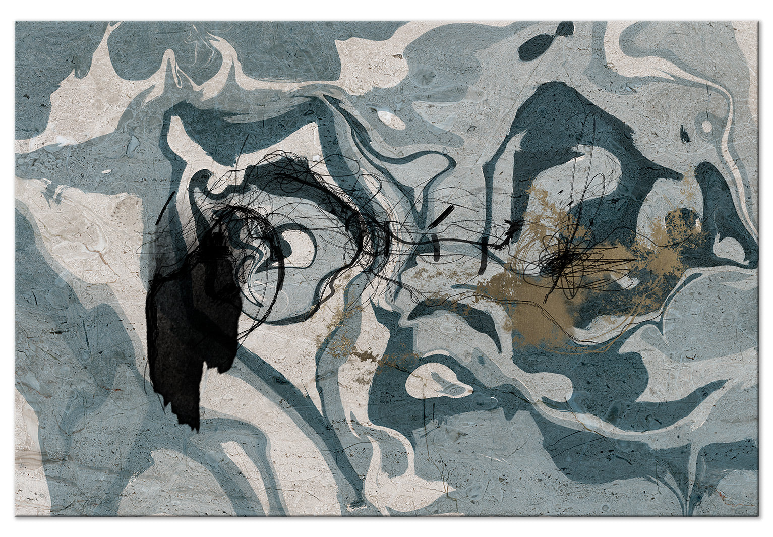 Abstract Canvas Wall Art - Marbled Reflection