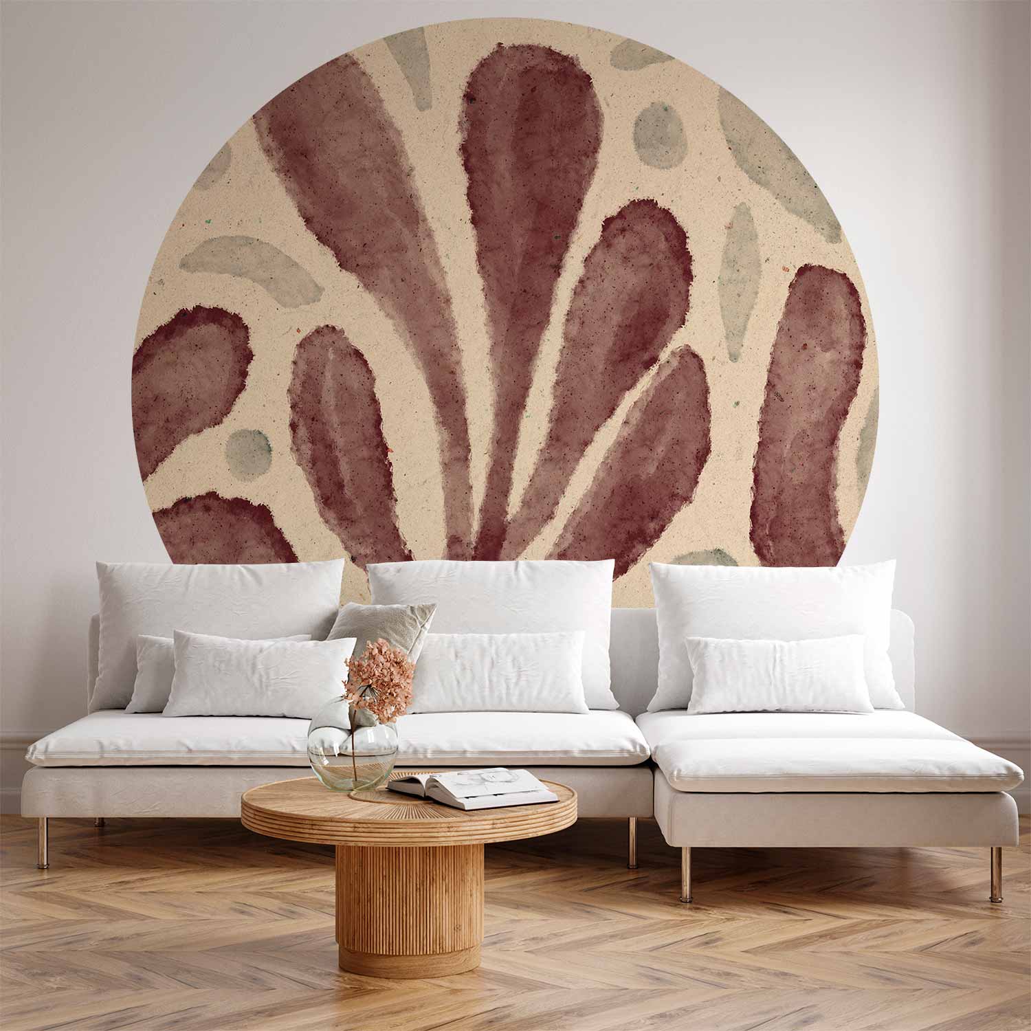 Round Abstract Wall Mural - Modern Earth Tones Inspired By Matisse