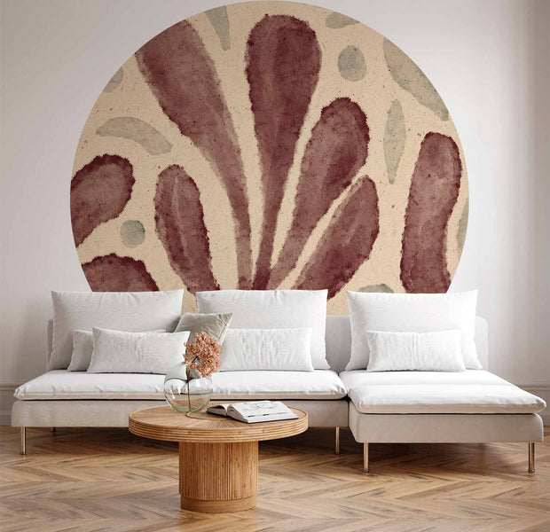 Round Abstract Wall Mural - Modern Earth Tones Inspired By Matisse