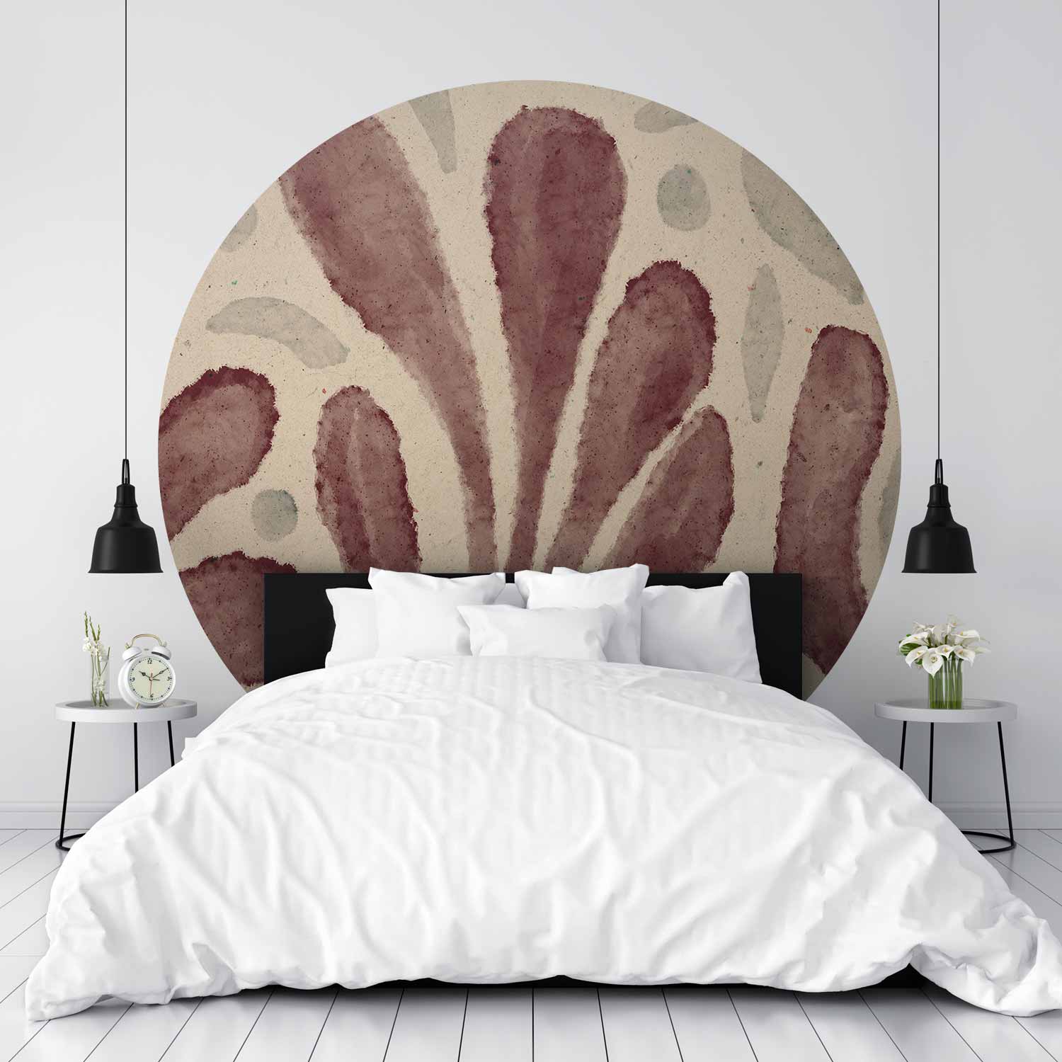 Round Abstract Wall Mural - Modern Earth Tones Inspired By Matisse