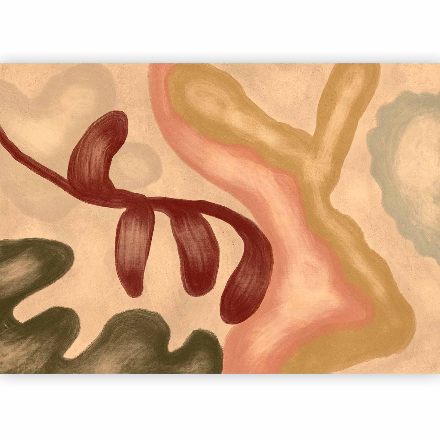 Premium Abstract Wall Mural - Colorful Shapes – Worn-Out Figures In Lime Wash Technique
