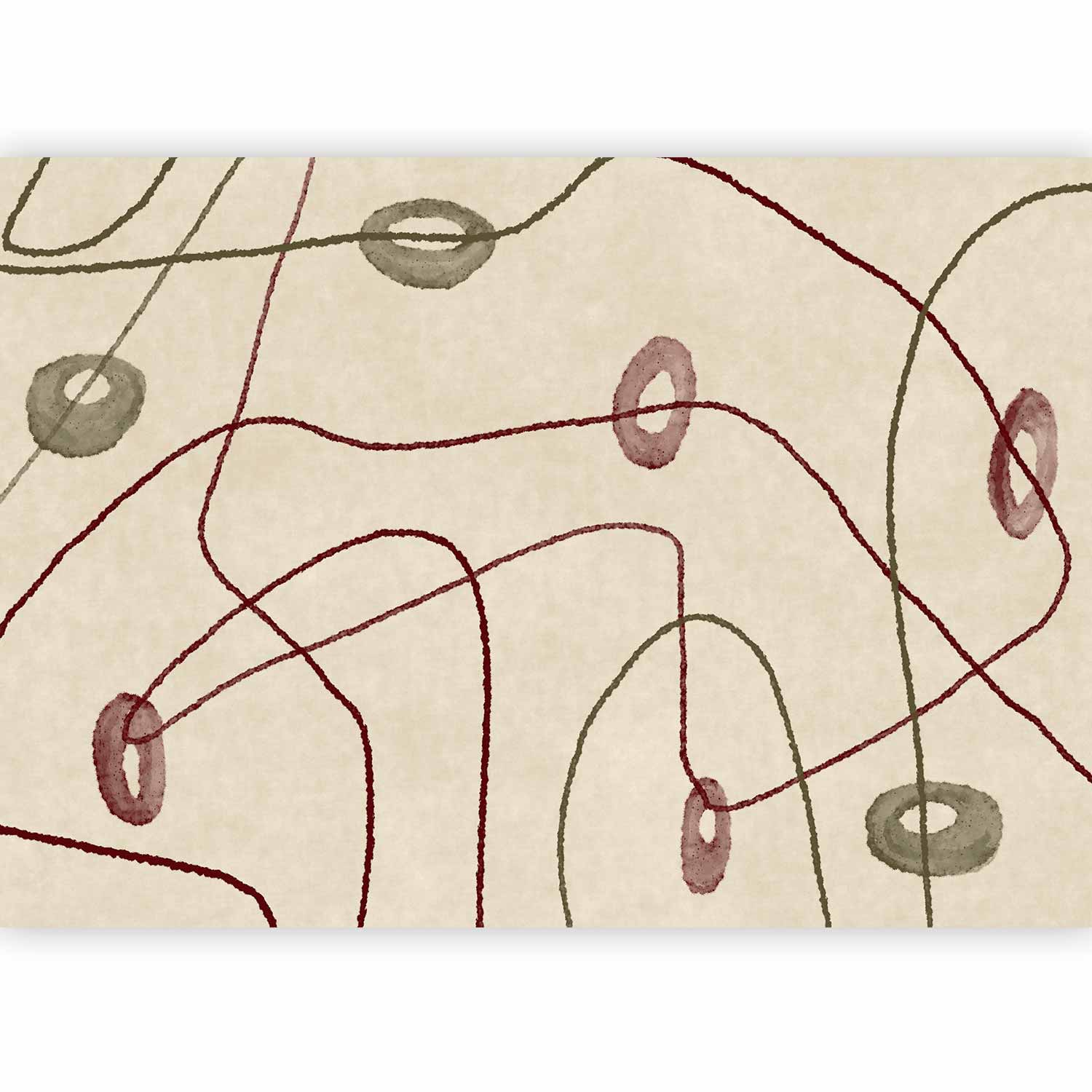 Premium Abstract Wall Mural - Lines And Shapes – Bead Labyrinth On A Pale Washed Background