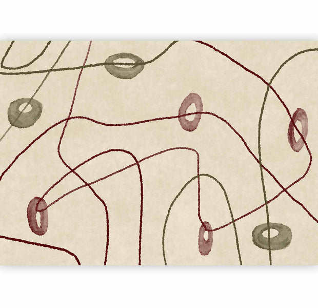 Premium Abstract Wall Mural - Lines And Shapes – Bead Labyrinth On A Pale Washed Background