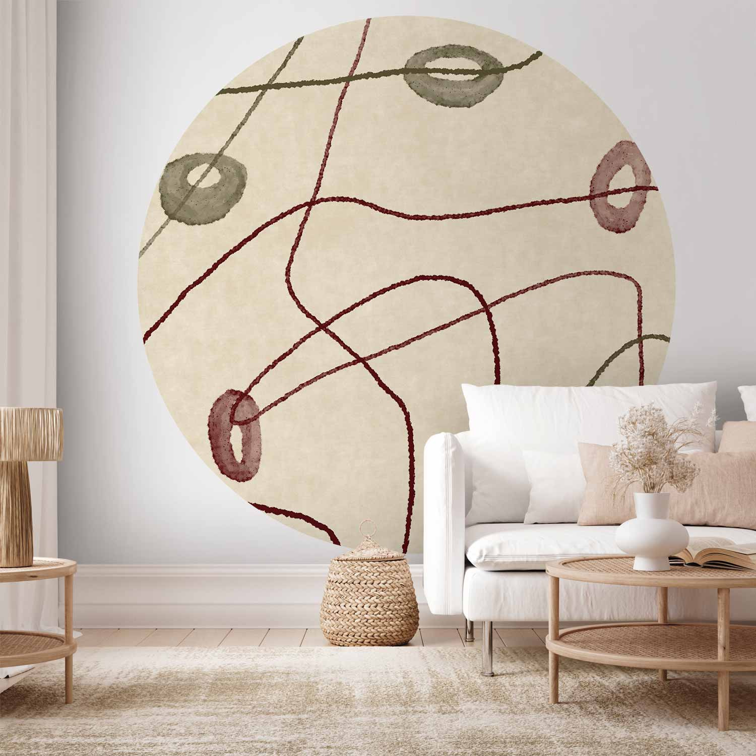 Round Abstract Wall Mural - Lines And Shapes