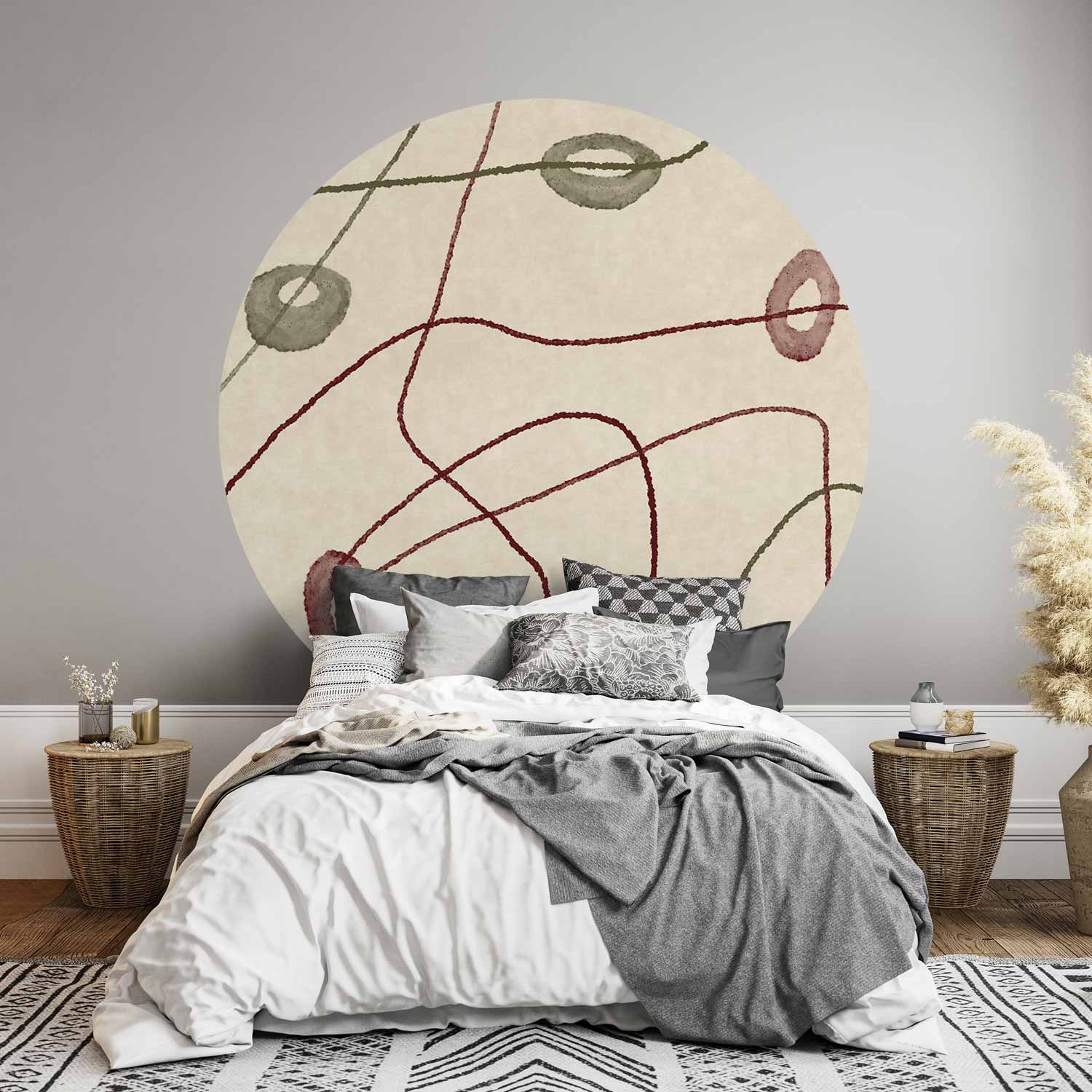 Round Abstract Wall Mural - Lines And Shapes