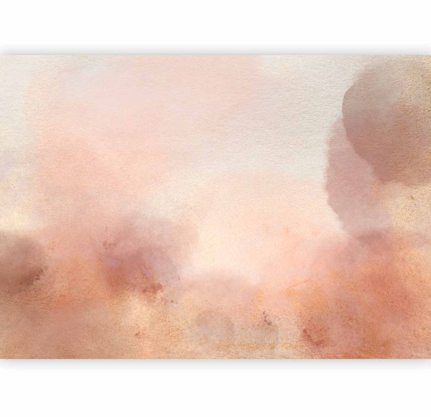 Premium Abstract Wall Mural - In Pink Clouds – Soft Textures In Peach-Pink Hues