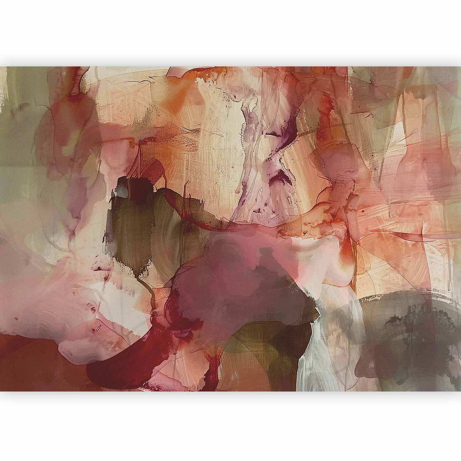 Premium Abstract Wall Mural - Spring Composition – Transparencies And Forms In Watercolor Style