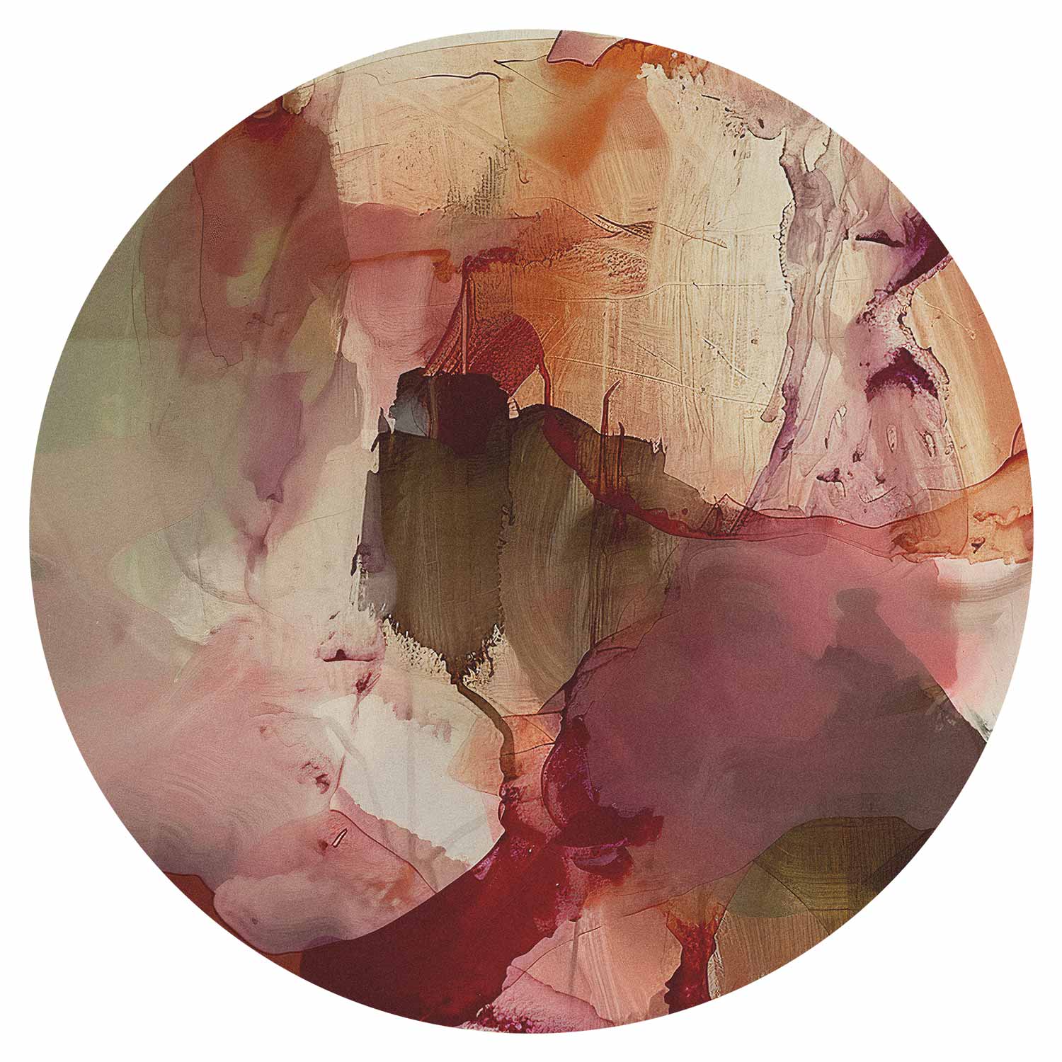 Round Abstract Wall Mural - Modern Terracotta Earth Tone Composition