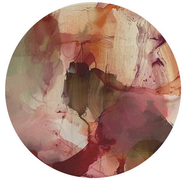 Round Abstract Wall Mural - Modern Terracotta Earth Tone Composition