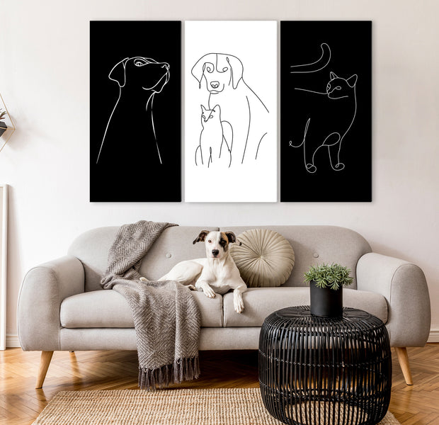Animal Canvas Wall Art - Domestic Animals - 3 Pieces