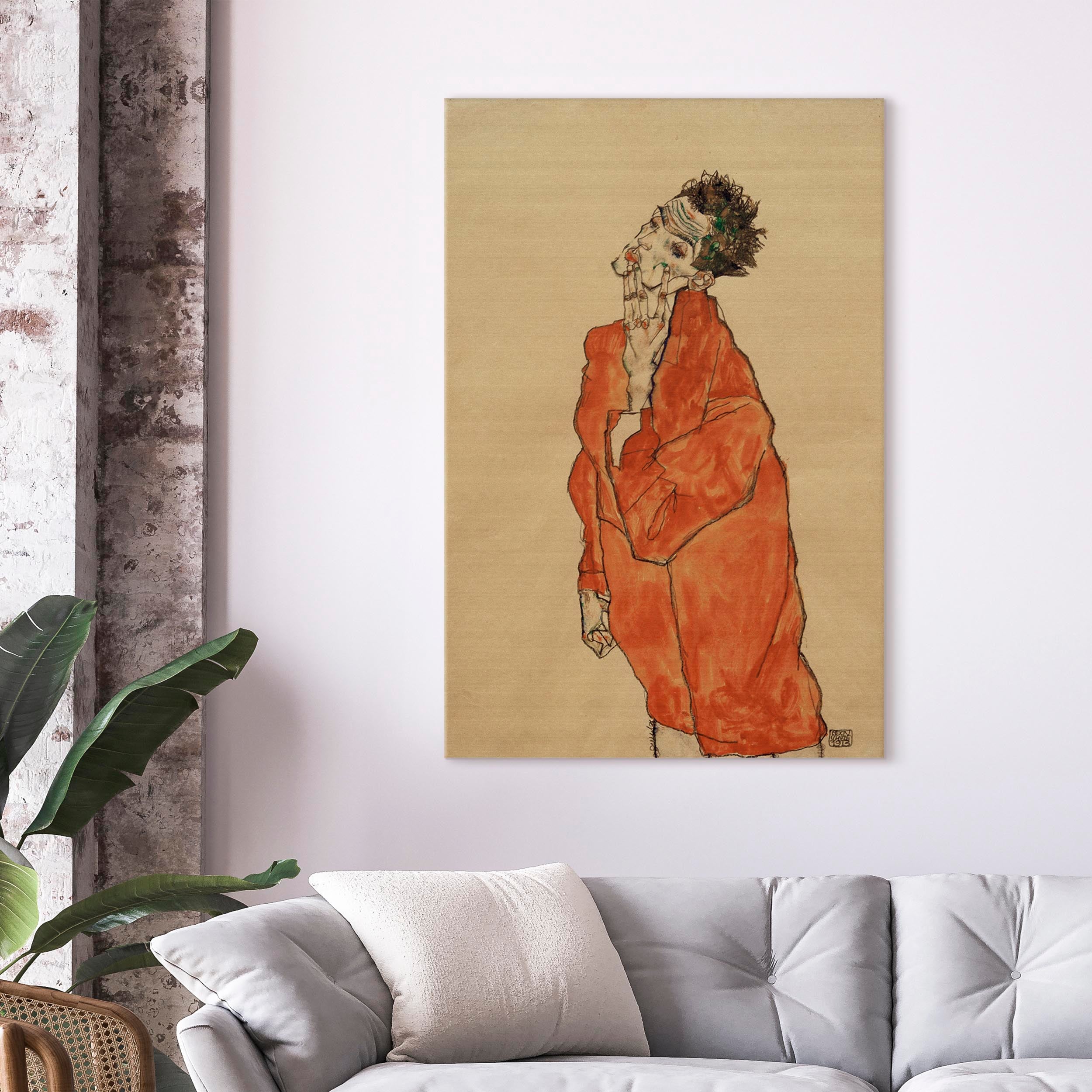 Reproduction Canvas Wall Art - Man in Orange Jacket