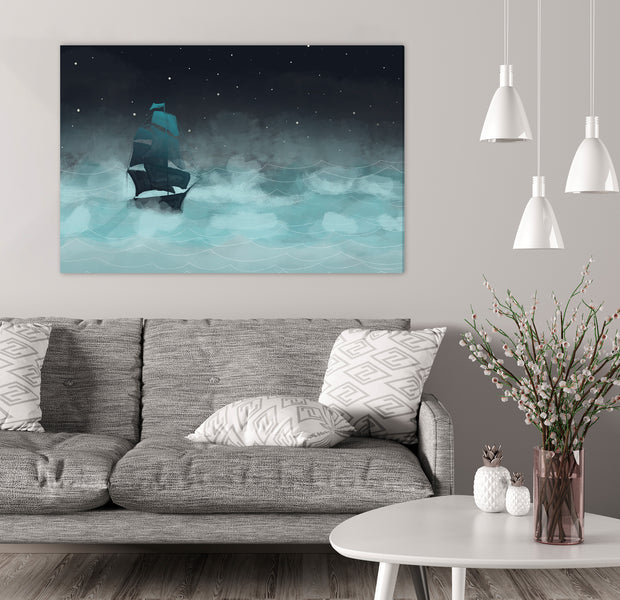 Landscape Canvas Wall Art - Night Waves