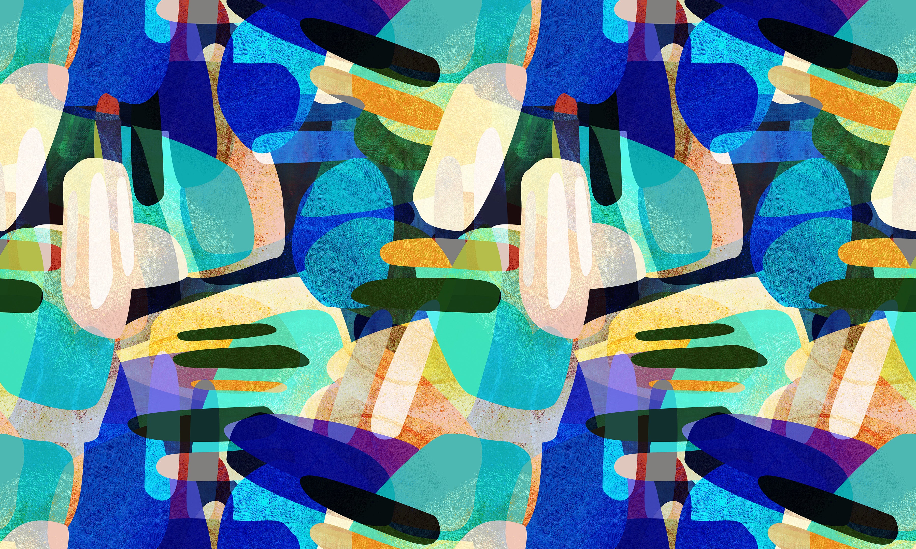 Premium Wallpaper Wall Mural - Random Shapes Blue