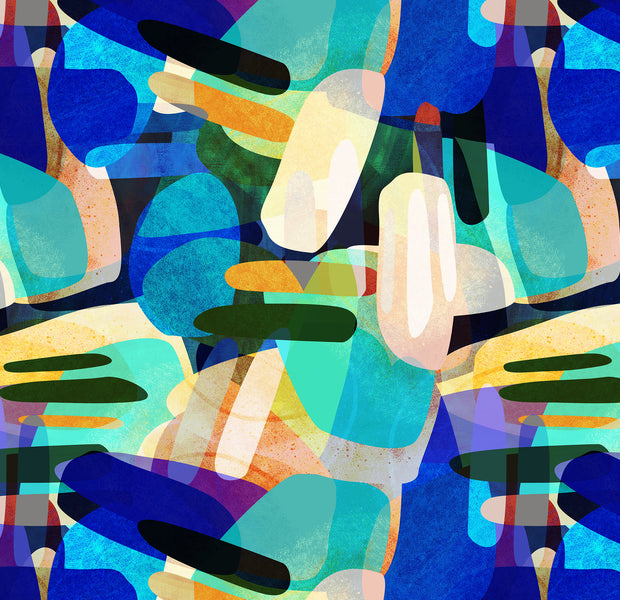 Premium Wallpaper Wall Mural - Random Shapes Blue