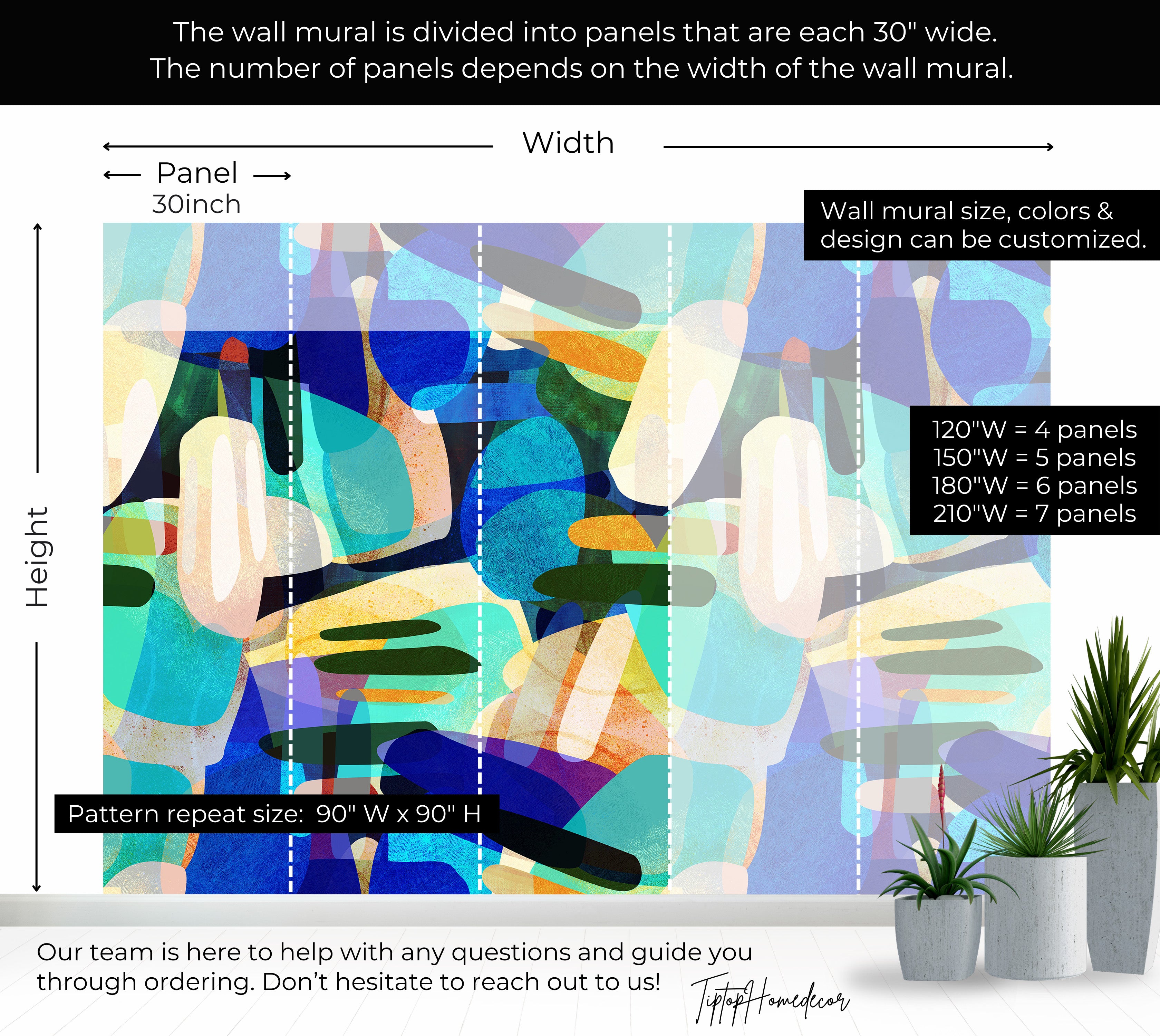 Premium Wallpaper Wall Mural - Random Shapes Blue