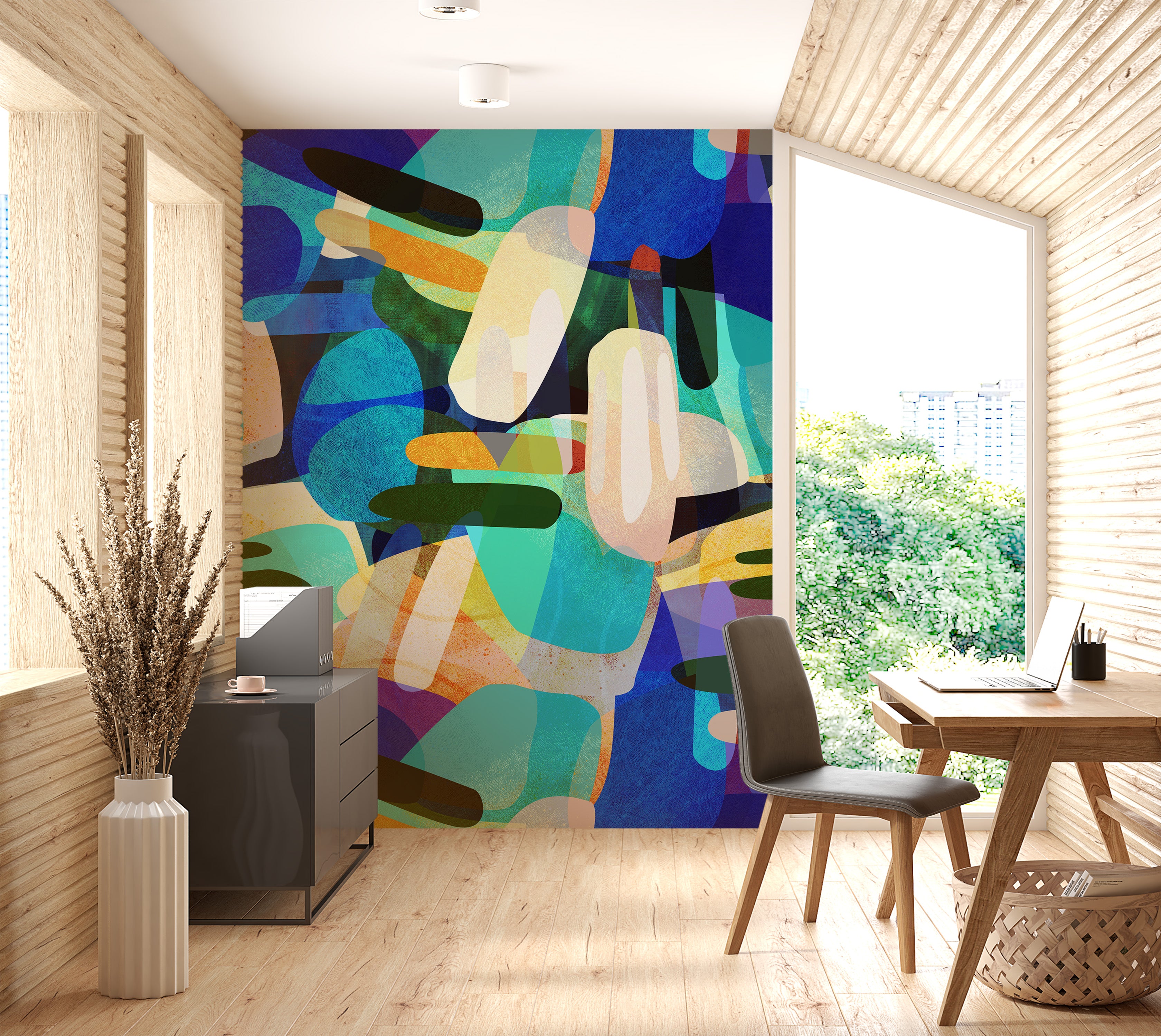 Premium Wallpaper Wall Mural - Random Shapes Blue
