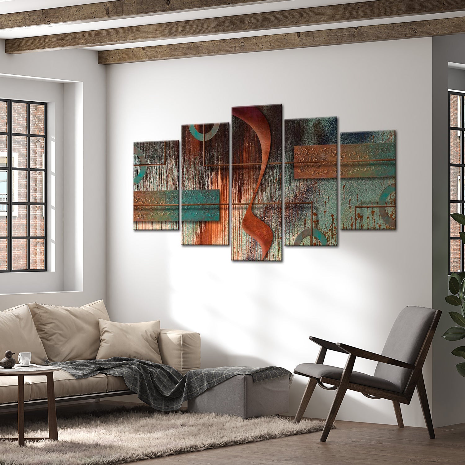 Abstract Canvas Wall Art - Abstract Melody - 5 Pieces
