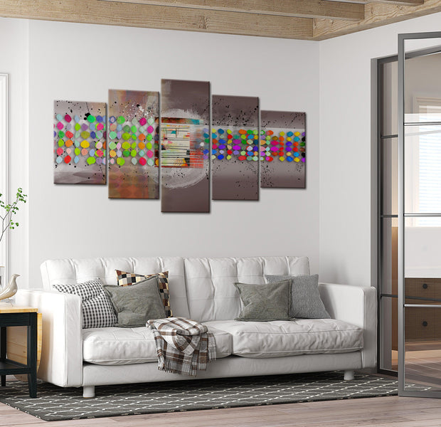 Abstract Canvas Wall Art - Abstract Polka Dots - 5 Pieces