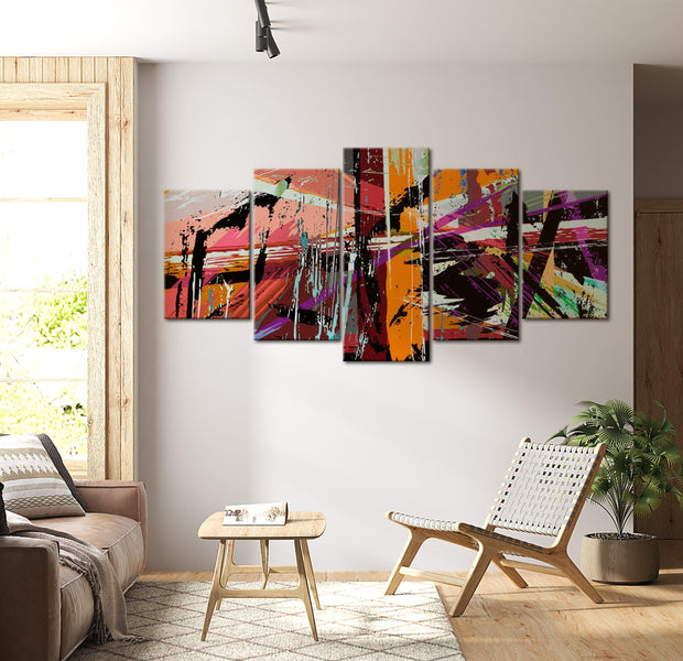 Abstract Canvas Wall Art - Artistic Madness - 5 Pieces