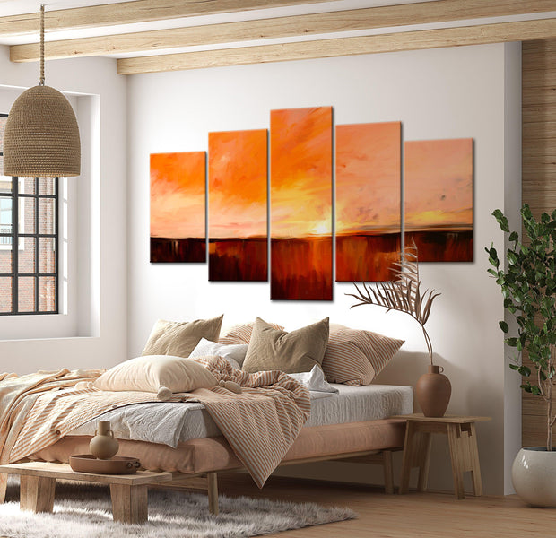 Abstract Canvas Wall Art - August Heat - 5 Pieces